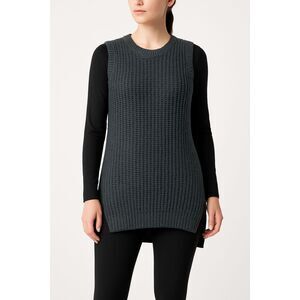 POL Women's Cozy grey Knit Sleeveless Sweater tunic hi lo hem size M boho casual